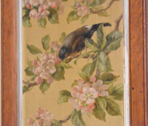 PAIR OF OIL PAINTINGS OF FINCHES IN BLOSSOM - ADDITIONAL PHOTO 10