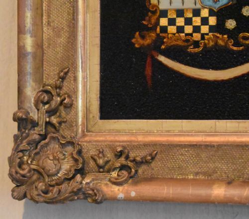 LATE GEORGIAN HERALDIC CREST OIL PAINTING - ADDITIONAL PHOTO 4