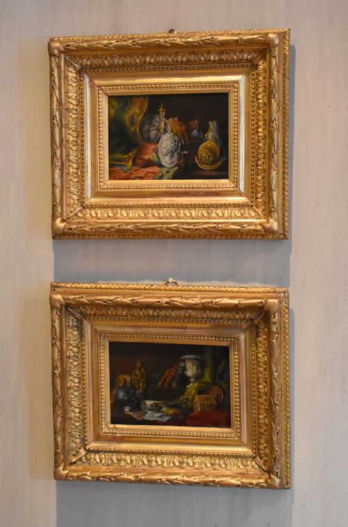 PAIR OF STILL LIFE OIL PAINTINGS BY A BONNEFOY - ADDITIONAL PHOTO 1
