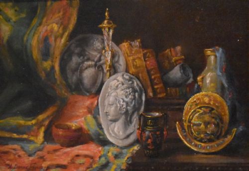 PAIR OF STILL LIFE OIL PAINTINGS BY A BONNEFOY - ADDITIONAL PHOTO 4
