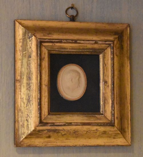 framed georgian plaster cast profile medallion - CATEGORY: ANTIQUE MISCELLANEOUS - DATED REGENCY