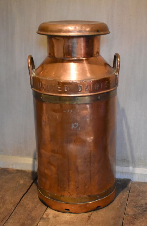 LARGE UNITED DAIRIES COPPER MILK CHURN - ADDITIONAL PHOTO 4