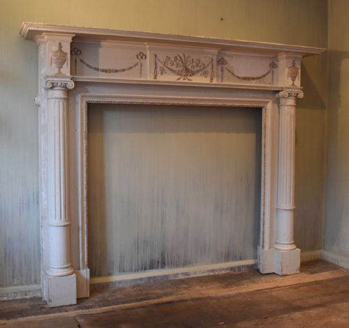 adam style fire surround in original paint - CATEGORY: ANTIQUE FIREPLACES - DATED 1890