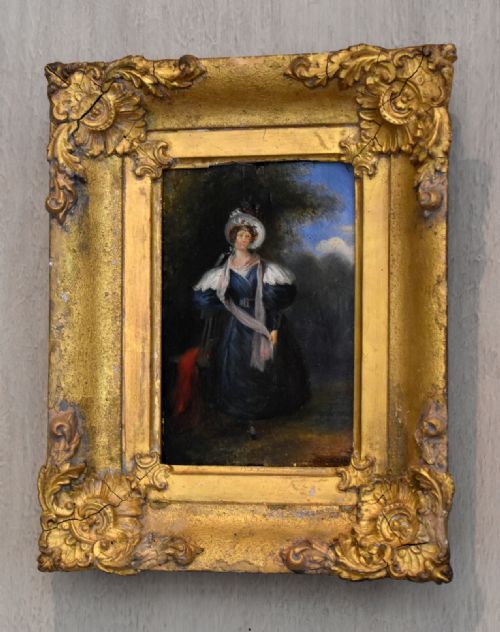 late regency miniature oil of a lady - CATEGORY: ANTIQUE ART - DATED REGENCY
