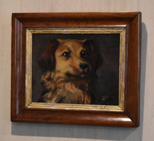 oil painting sketch of a dog - CATEGORY: ANTIQUE ART - DATED 1920