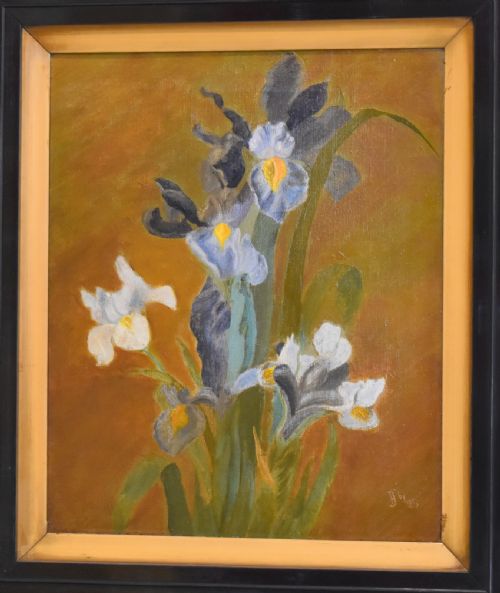 STILL LIFE OIL PAINTING OF IRISES - ADDITIONAL PHOTO 1