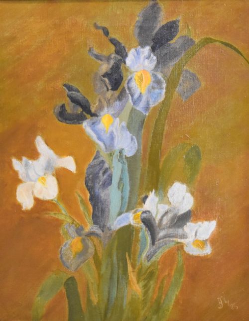 STILL LIFE OIL PAINTING OF IRISES - ADDITIONAL PHOTO 3