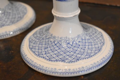 UNUSUAL PAIR OF BLUE AND WHITE CANDLESTICKS - ADDITIONAL PHOTO 2