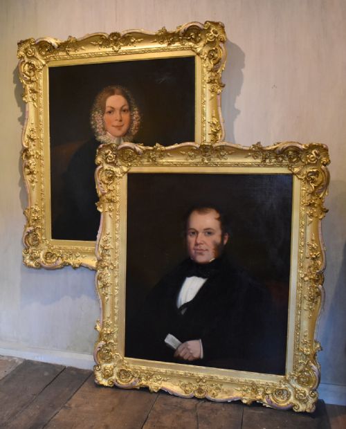 large pair of victorian oil portraits - CATEGORY: ANTIQUE ART - DATED 1850