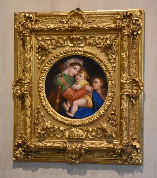 porcelain plaque of the madonna della sedia by raphael - CATEGORY: ANTIQUE CERAMICS - DATED 1880