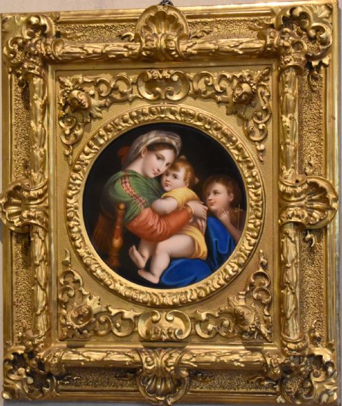 PORCELAIN PLAQUE OF THE MADONNA DELLA SEDIA BY RAPHAEL - ADDITIONAL PHOTO 1