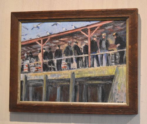 newlyn fish market oil painting by marjorie mort 19061988 - CATEGORY: ANTIQUE ART - DATED 1930