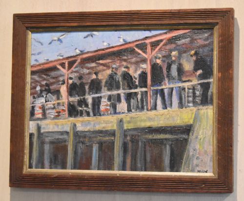 NEWLYN FISH MARKET OIL PAINTING BY MARJORIE MORT 19061988 - ADDITIONAL PHOTO 1