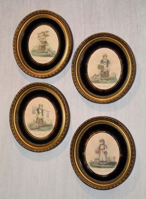 set of four victorian oval prints - CATEGORY: ANTIQUE ART - DATED 1890