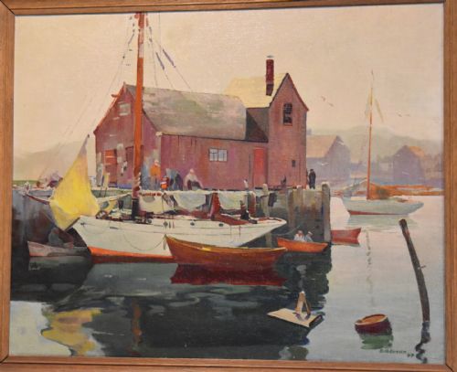 ROCKPORT MASSACHUSETTS OIL ON CANVAS PAINTING BY BILL BROWN - ADDITIONAL PHOTO 2