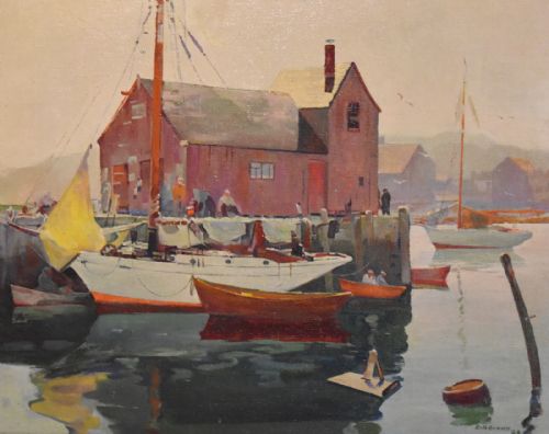 ROCKPORT MASSACHUSETTS OIL ON CANVAS PAINTING BY BILL BROWN - ADDITIONAL PHOTO 3