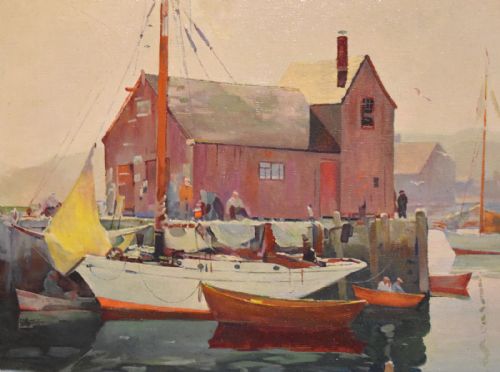 ROCKPORT MASSACHUSETTS OIL ON CANVAS PAINTING BY BILL BROWN - ADDITIONAL PHOTO 4