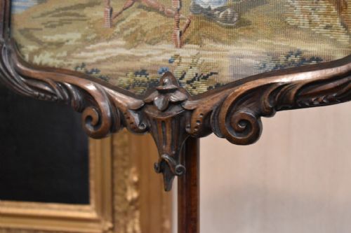 SUPERB ROSEWOOD POLE SCREEN WITH ORIGINAL NEEDLEWORK - ADDITIONAL PHOTO 5