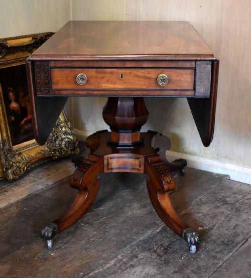 fine late georgian inlaid mahogany pembroke table - CATEGORY: ANTIQUE TABLES - DATED REGENCY
