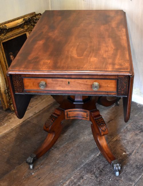 FINE LATE GEORGIAN INLAID MAHOGANY PEMBROKE TABLE - ADDITIONAL PHOTO 1