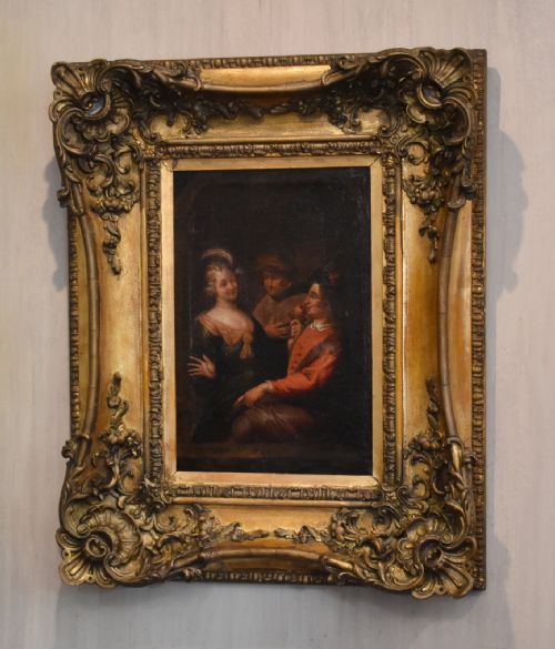 romantic scene eighteenth century dutch oil painting - CATEGORY: ANTIQUE ART - DATED 18TH CENTURY