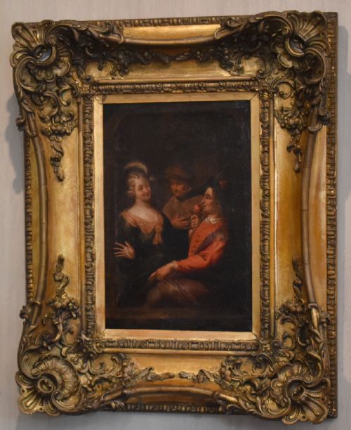 ROMANTIC SCENE EIGHTEENTH CENTURY DUTCH OIL PAINTING - ADDITIONAL PHOTO 1