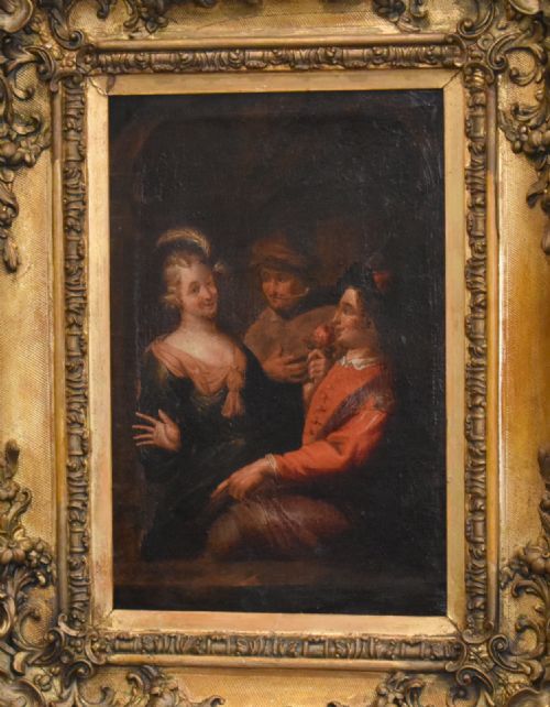 ROMANTIC SCENE EIGHTEENTH CENTURY DUTCH OIL PAINTING - ADDITIONAL PHOTO 2