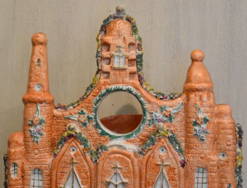 VERY LARGE STAFFORDSHIRE FLAT BACK CHURCH WATCH HOLDER - ADDITIONAL PHOTO 1