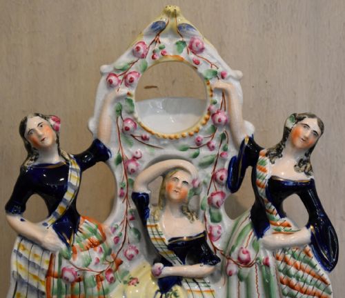 FINE STAFFORDSHIRE FLAT BACK WATCH HOLDER THREE GRACES - ADDITIONAL PHOTO 1