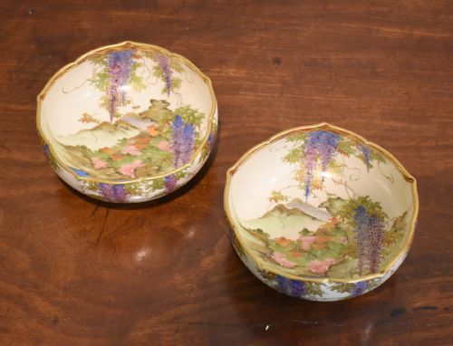 pair of satsuma lobed bowls by koshida - CATEGORY: ANTIQUE CERAMICS - DATED 1920