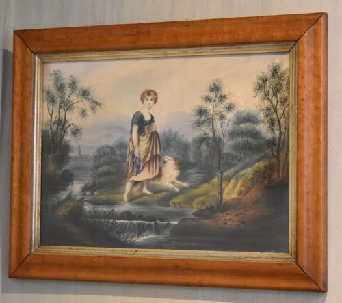 fine georgian watercolour 'testing the water' - CATEGORY: ANTIQUE ART - DATED GEORGIAN