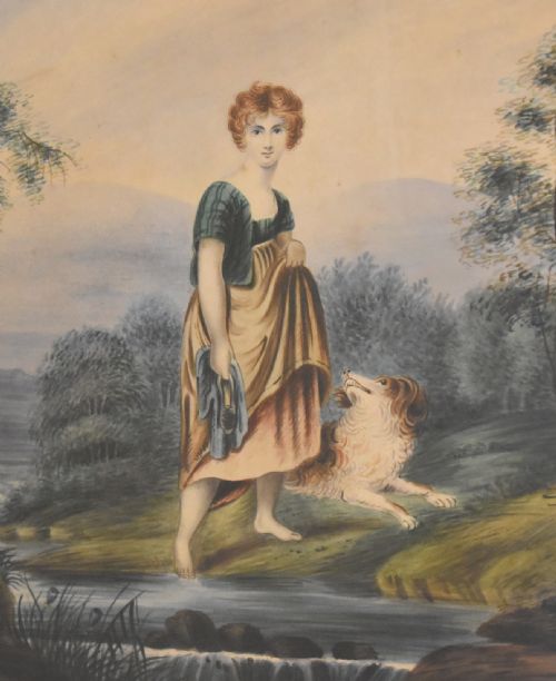 FINE GEORGIAN WATERCOLOUR 'TESTING THE WATER' - ADDITIONAL PHOTO 4