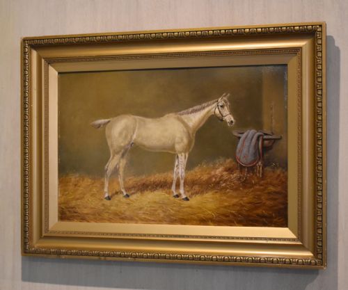 beverley oil painting of a horse by william eddowes turner - CATEGORY: ANTIQUE ART - DATED 1890