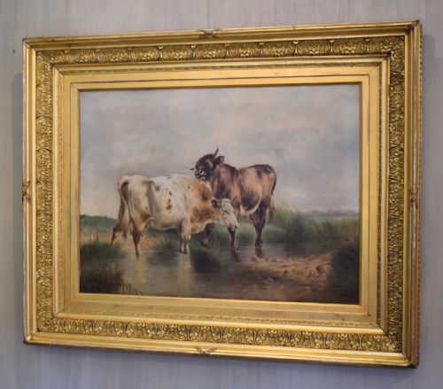 LARGE OIL PAINTING BY WILLIAM PERRING HOLLYER 18341922 TITLED COURTSHIP - ADDITIONAL PHOTO 1