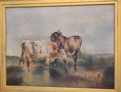 LARGE OIL PAINTING BY WILLIAM PERRING HOLLYER 18341922 TITLED COURTSHIP - ADDITIONAL PHOTO 3