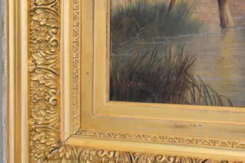 LARGE OIL PAINTING BY WILLIAM PERRING HOLLYER 18341922 TITLED COURTSHIP - ADDITIONAL PHOTO 7