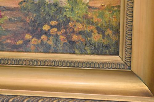 EDWARDIAN COTTAGE OIL PAINTING BY F BAMBER - ADDITIONAL PHOTO 3