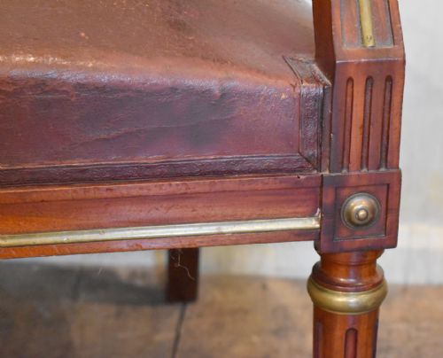 FRENCH MAHOGANY BRASS AND LEATHER ARMCHAIR - ADDITIONAL PHOTO 4
