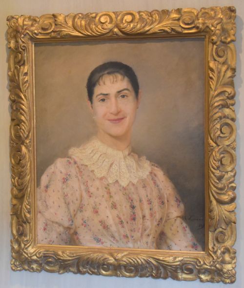 OIL PORTRAIT OF A SMILING LADY BY ALARROUX - ADDITIONAL PHOTO 1