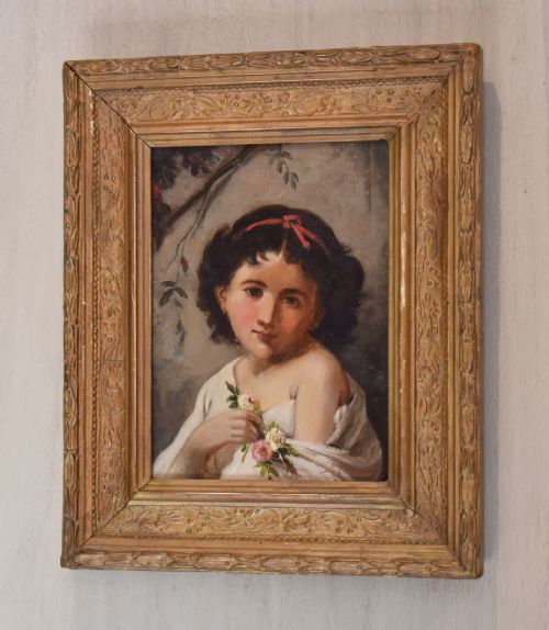 irish oil painting of a girl by ethel graham - CATEGORY: ANTIQUE ART - DATED 1910