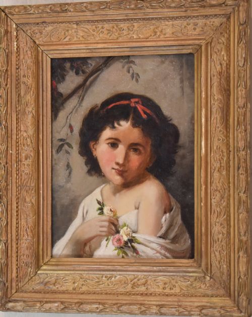 IRISH OIL PAINTING OF A GIRL BY ETHEL GRAHAM - ADDITIONAL PHOTO 2