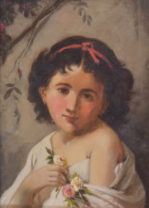 IRISH OIL PAINTING OF A GIRL BY ETHEL GRAHAM - ADDITIONAL PHOTO 3