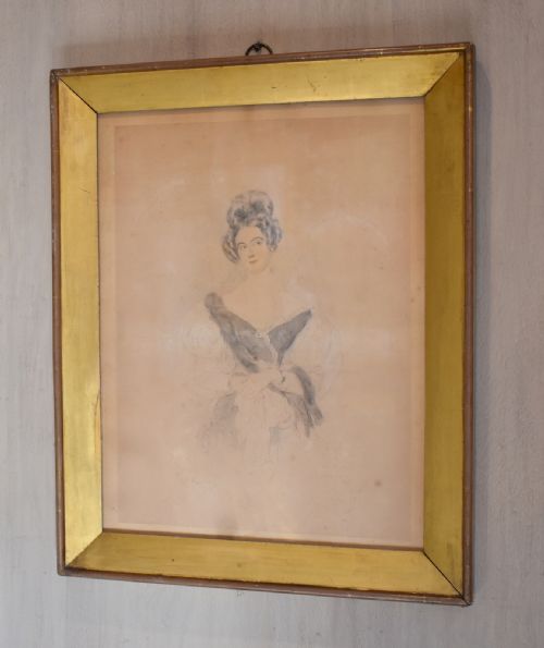 fine victorian portrait drawing of a lady - CATEGORY: ANTIQUE ART - DATED 1860