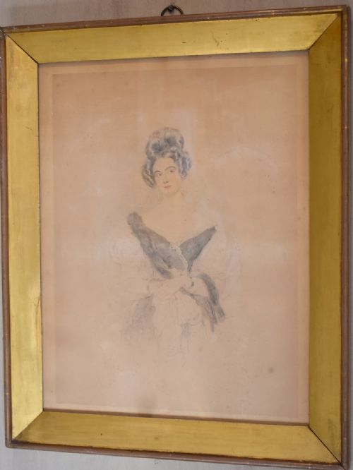 FINE VICTORIAN PORTRAIT DRAWING OF A LADY - ADDITIONAL PHOTO 2