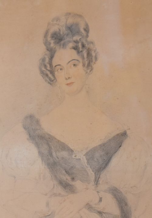 FINE VICTORIAN PORTRAIT DRAWING OF A LADY - ADDITIONAL PHOTO 4