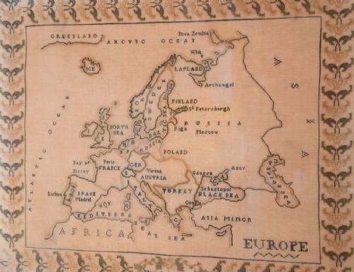 UNUSUAL VICTORIAN MAP SAMPLER OF EUROPE - ADDITIONAL PHOTO 2