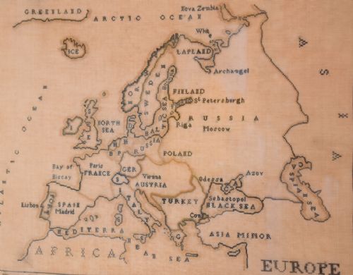 UNUSUAL VICTORIAN MAP SAMPLER OF EUROPE - ADDITIONAL PHOTO 3