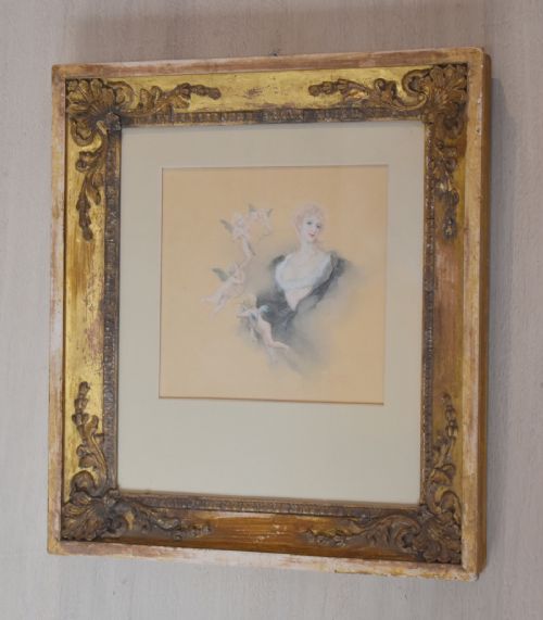 fine watercolour of a lady with cherubs by lucius rossi - CATEGORY: ANTIQUE ART - DATED 1890