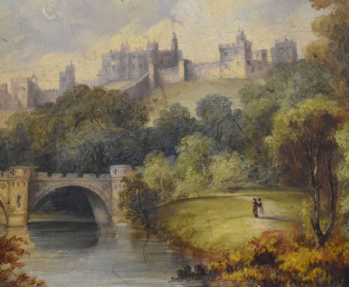 SUPERB PAPIER MACHE BLOTTER WITH OIL PAINTING OF ALNWICK CASTLE - ADDITIONAL PHOTO 3
