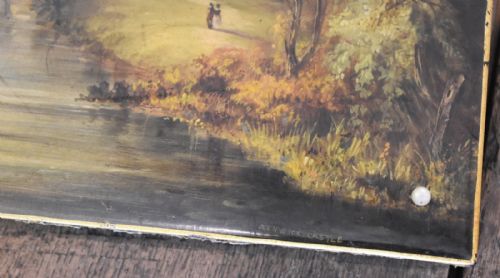 SUPERB PAPIER MACHE BLOTTER WITH OIL PAINTING OF ALNWICK CASTLE - ADDITIONAL PHOTO 4
